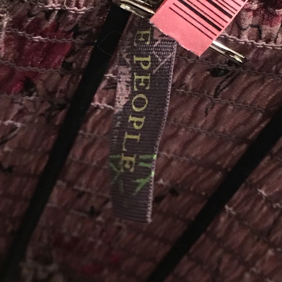 Free People Embroidered dress XS burgundy brown slip - Picture 4 of 5